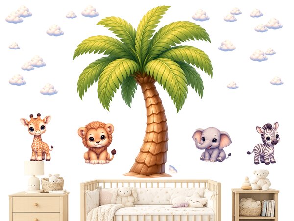Nalepte.cz Štýl Disney safari palma nálepky na stenu pre deti arch 60 x 75 cm