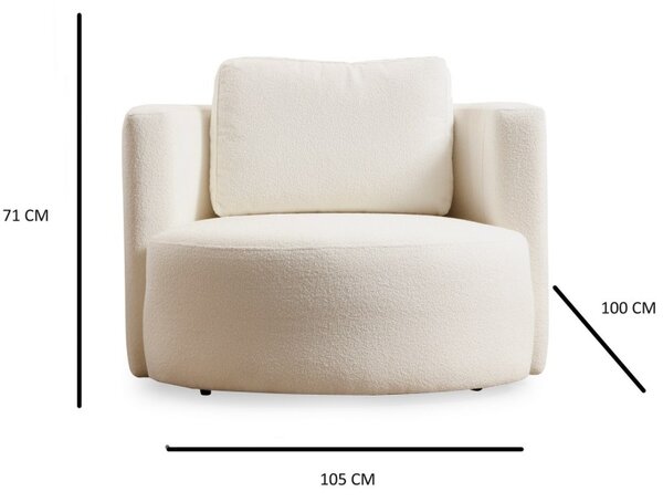 Hanah Home Dizajnové kreslo Asos bouclé krémové
