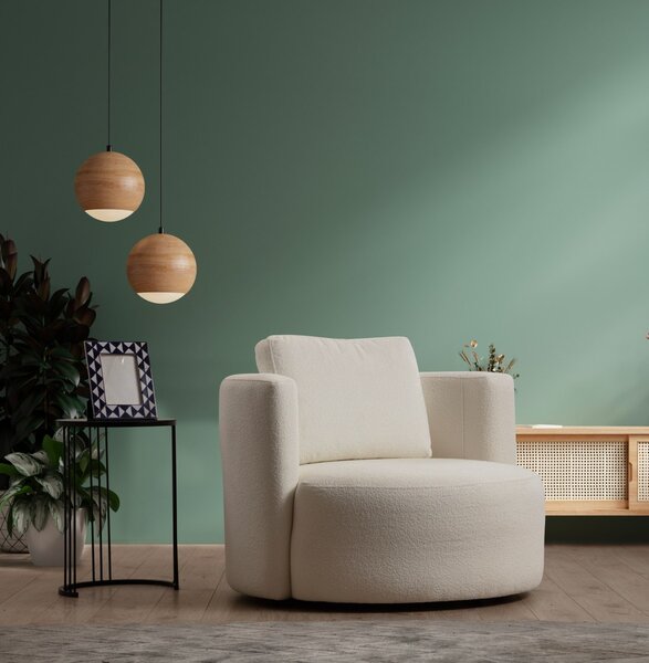 Hanah Home Dizajnové kreslo Asos bouclé krémové
