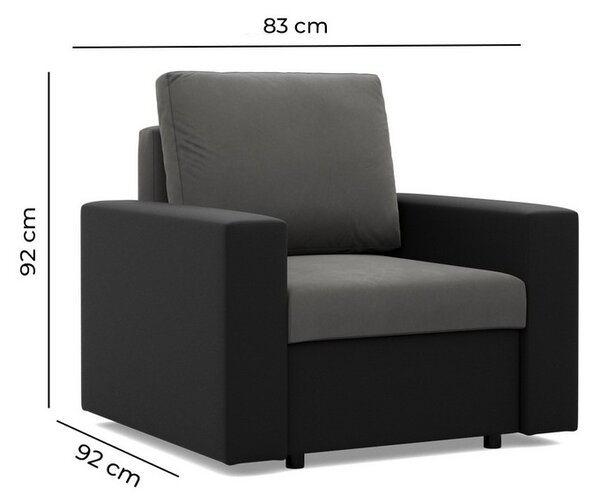 AG Čalúnené kreslo LUNA výber z farieb Trinity 15 + Real 17 sivá a biela