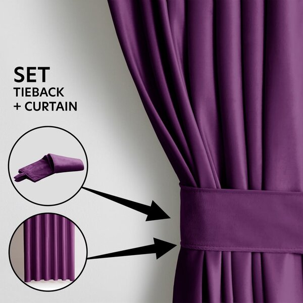 Fialový zamatový dimout záves 140x270 cm Eyelets – Restilo