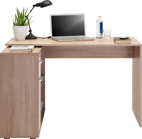 ROHOVÝ PÍSACÍ STÔL, biela, farba duba, 94/120/75 cm Hom`in - Kancelárske stoly