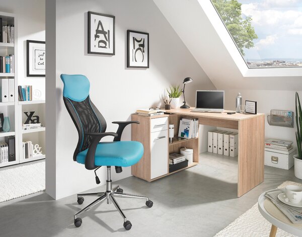 ROHOVÝ PÍSACÍ STÔL, biela, farba duba, 94/120/75 cm Hom`in - Kancelárske stoly