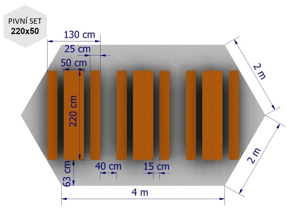 Nožnicový párty stan 2x2x4 m TENTino BIG HEXAGON Farba opláštenia: 12A - SVETLO MODRÁ