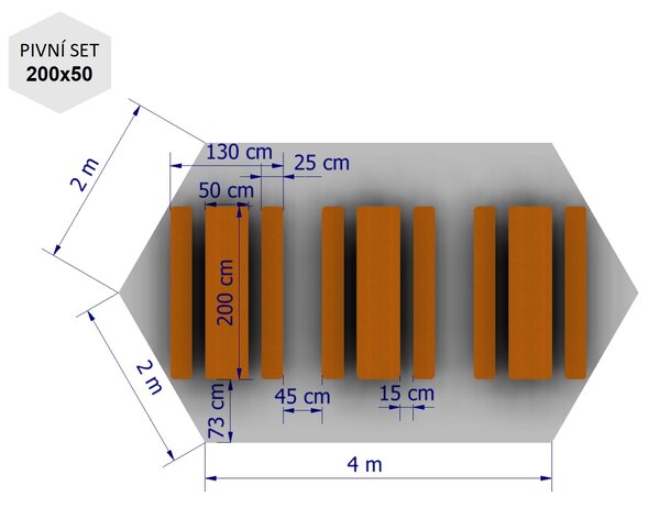 Nožnicový párty stan 2x2x4 m TENTino BIG HEXAGON Farba opláštenia: 12A - SVETLO MODRÁ