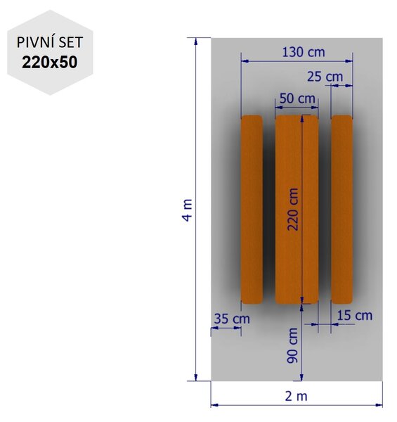 Nožnicový párty stan 2x4 m TENTino SMALL HEXAGON Farba opláštenia: 7A - ČERVENÁ