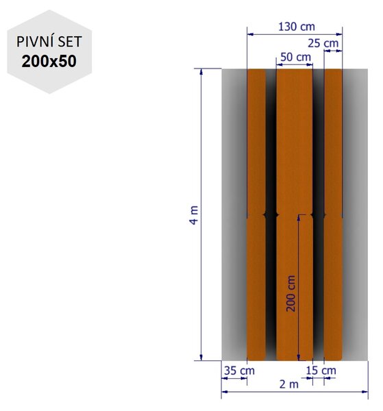 Nožnicový párty stan 2x4 m TENTino SMALL HEXAGON Farba opláštenia: 7A - ČERVENÁ