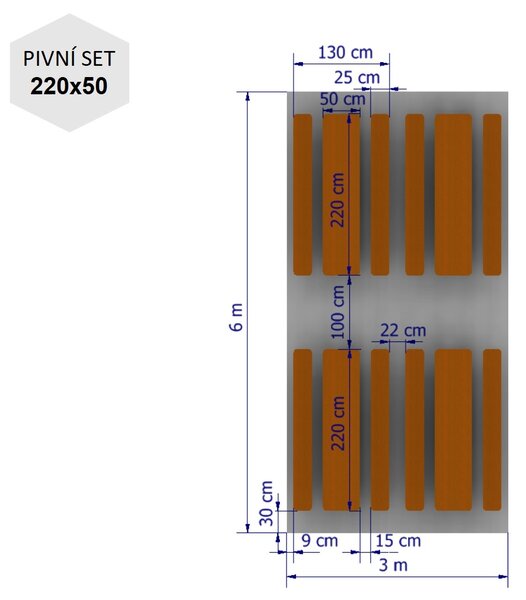 Nožnicový párty stan 3x6 m TENTino SMALL HEXAGON Farba opláštenia: 10A - HNEDÁ