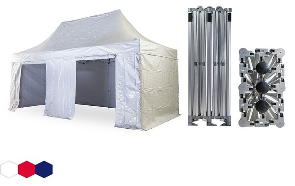 Nožnicový párty stan 3x6 m TENTino BH EXTREME PVC EXTRA HIGH ROOF Farba opláštenia: 1A - BIELA