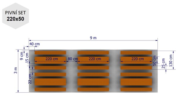 Nožnicový párty stan 3x9 m TENTino BIG HEXAGON EXTREME Farba opláštenia: 1A - BIELA