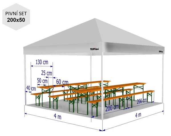 Nožnicový párty stan 4x4 m TENTino BH EXTREME PVC EXTRA HIGH ROOF Farba opláštenia: 1A - BIELA