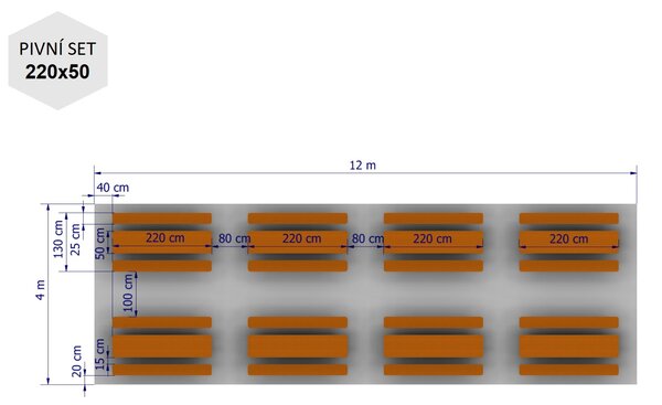 Nožnicový párty stan 4x12 m TENTino BIG HEXAGON EXTREME Farba opláštenia: 1A - BIELA