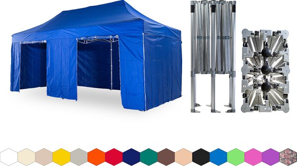 Nožnicový párty stan 4x6 m /5 nôh TENTino BIG HEXAGON EXTREME Farba opláštenia: 10A - HNEDÁ