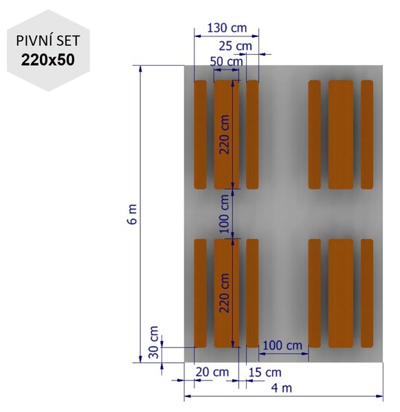 Nožnicový párty stan 4x6 m /5 nôh TENTino BIG HEXAGON EXTREME Farba opláštenia: 10A - HNEDÁ
