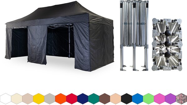 Nožnicový párty stan 4x6 m /5 nôh TENTino BIG HEXAGON EXTREME Farba opláštenia: 10A - HNEDÁ