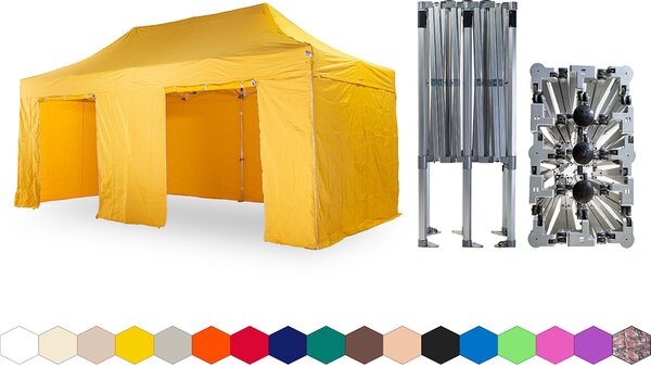 Nožnicový párty stan 4x6 m /5 nôh TENTino BIG HEXAGON EXTREME Farba opláštenia: 10A - HNEDÁ