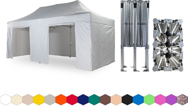 Nožnicový párty stan 4x6 m /5 nôh TENTino BIG HEXAGON EXTREME Farba opláštenia: 10A - HNEDÁ
