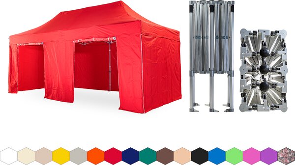 Nožnicový párty stan 4x6 m /5 nôh TENTino BIG HEXAGON EXTREME Farba opláštenia: 10A - HNEDÁ