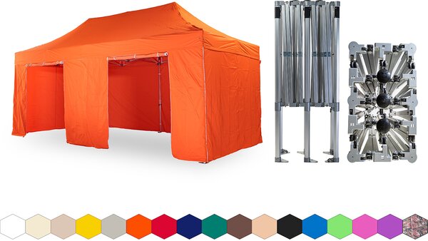 Nožnicový párty stan 4x6 m /5 nôh TENTino BIG HEXAGON EXTREME Farba opláštenia: 10A - HNEDÁ