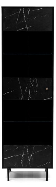 Vitrína NEROLI, 60x200x41, čierna/čierny mramor