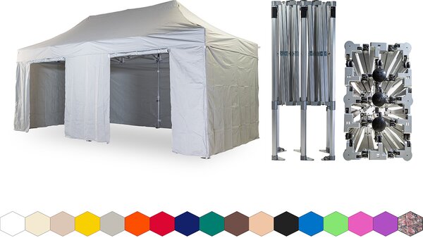 Nožnicový párty stan 4x6 m /5 nôh TENTino BIG HEXAGON EXTREME Farba opláštenia: 10A - HNEDÁ