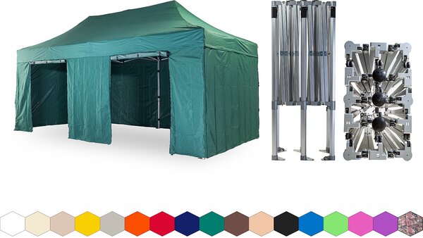 Nožnicový párty stan 4x6 m /5 nôh TENTino BIG HEXAGON EXTREME Farba opláštenia: 10A - HNEDÁ