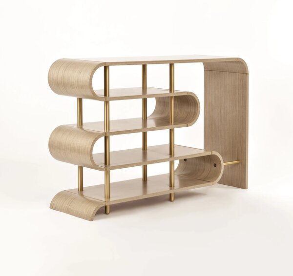 LivinHill Dizajnový konzolový stolík Stilig ST962 122 cm béžový/zlatý