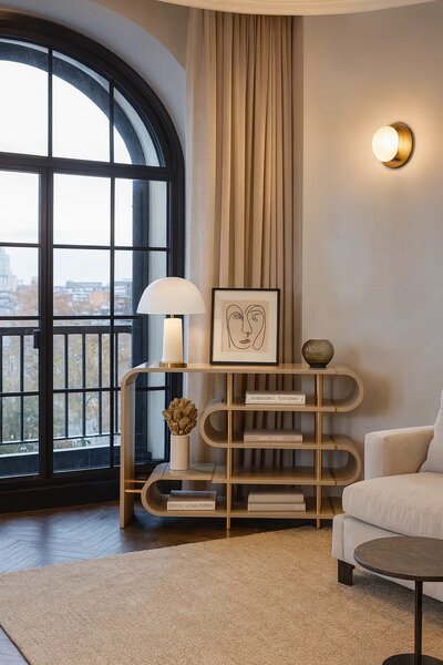 LivinHill Dizajnový konzolový stolík Stilig ST962 122 cm béžový/zlatý