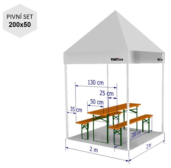 Nožnicový párty stan 2x2 m TENTino SMALL HEXAGON Farba opláštenia: 10A - HNEDÁ