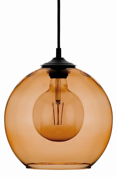 Závesná lampa guľa sklenené guľové tienidlo jantárové Ø 25cm