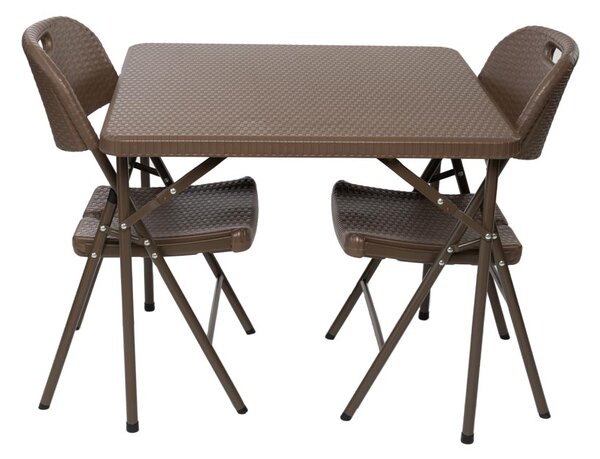 TENTino Záhradný set RATTAN - STÔL 86x86 + 2x STOLIČKA