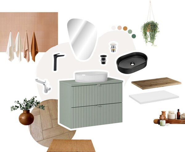Comad Vysoká kúpeľňová skrinka Line Reed Green D 80-03-2D zelená