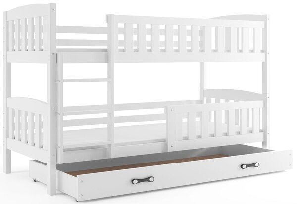 Poschodová posteľ KUBUS 2 + úložný priestor + matrac + rošt ZADARMO, 90x200, biely, biela