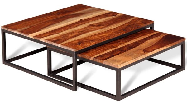 2-dielna sada stohovacích konferenčných stolíkov, sheeshamové drevo