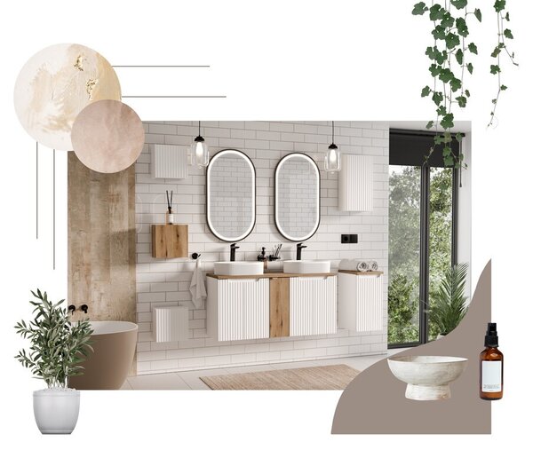 Comad Závesná skrinka pod umývadlo Nova White II s doskou 80 cm biela/dub coast evoke