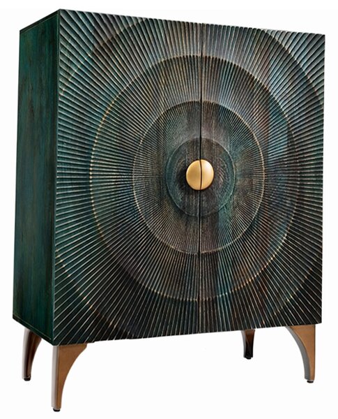 GOLDEN SUNSET 3D Komoda z masívneho mangového dreva, lakovaný tyrkysový, 120 cm