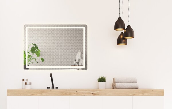 REA Dotykové zrkadlo s LED osvetlením COLOR 80x60 cm