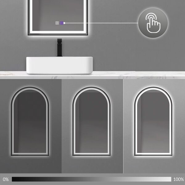 REA Dotykové zrkadlo s LED osvetlením DASH BLACK 60x100 cm čierne