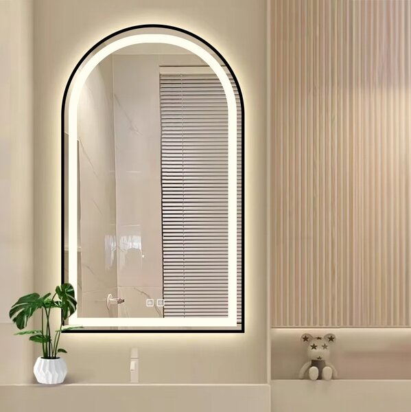 REA Dotykové zrkadlo s LED osvetlením DASH BLACK 60x100 cm čierne