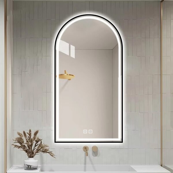 REA Dotykové zrkadlo s LED osvetlením DASH BLACK 60x100 cm čierne