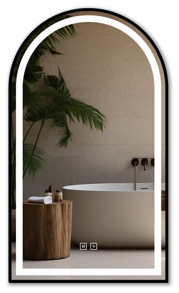 REA Dotykové zrkadlo s LED osvetlením DASH BLACK 60x100 cm čierne