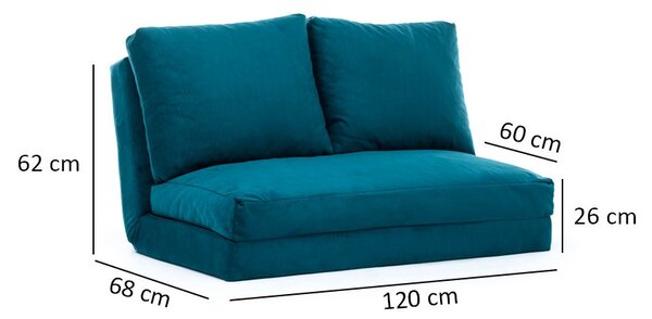 Hanah Home 2-miestna viacúčelová pohovka Taida 120 cm petrolejová
