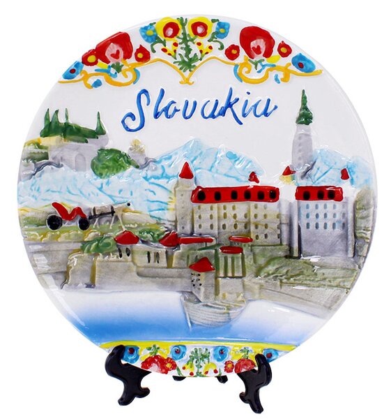 Porcelánový tanier Slovakia 3D 15cm (Plytký tanier priemer 15cm, 3D povrch)