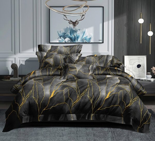 Kvalitná posteľná bielizeň s geometrickým vzorom Zlatá