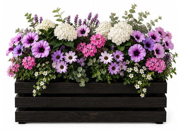 AMADEA Drevený obal s kvetináči - tmavý, 47x17x15cm Český výrobok