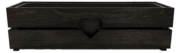 AMADEA Drevený obal na kvetináč so srdcom - tmavý, 62x21,5x17cm Český výrobok