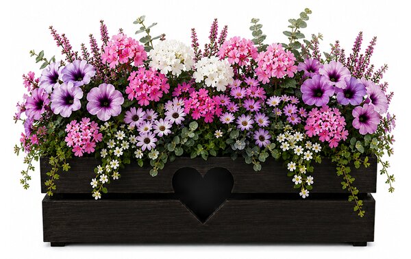 AMADEA Drevený obal na kvetináč so srdcom tmavý, 52x21,5x17cm Český výrobok