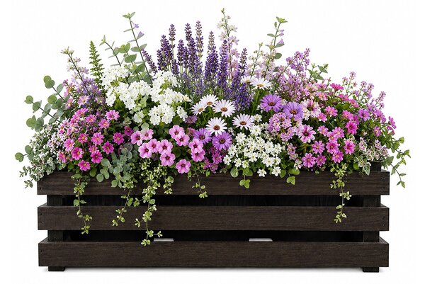 AMADEA Drevený obal na tri kvetináče - tmavý, 47x17x15cm, drevený kvetináč