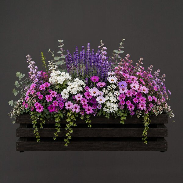 AMADEA Drevený obal na tri kvetináče - tmavý, 47x17x15cm, drevený kvetináč