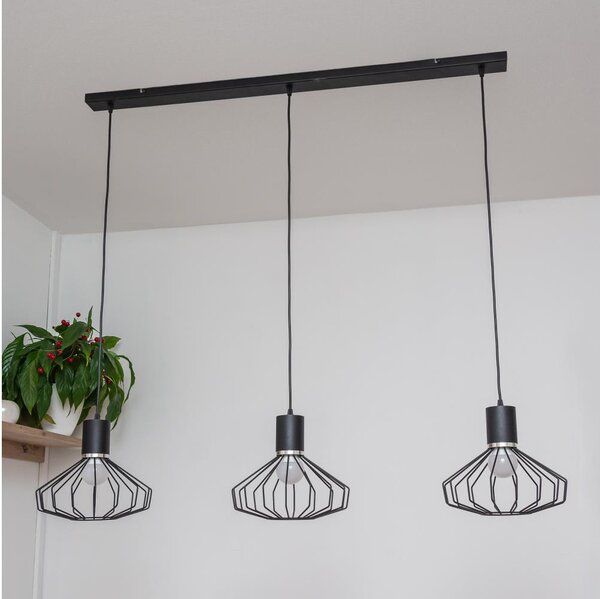 Luster na lanku SOLANO 3xE27/15W/230V čierna/lesklý chróm